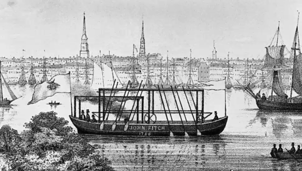 How Philadelphiaโs John Fitch Launched Americaโs First Steamboat on the Delaware River in 1787ย