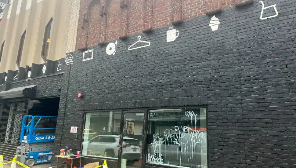 Market East pop-up construction taking place.