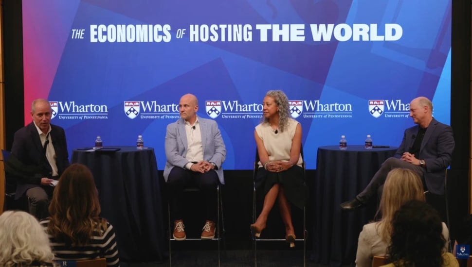 Kevin Kaiser (far left), Tim McDermott (second to left), Angela Val (second to right), and Larry Needle (far right).