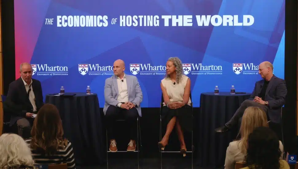 Kevin Kaiser (far left), Tim McDermott (second to left), Angela Val (second to right), and Larry Needle (far right).