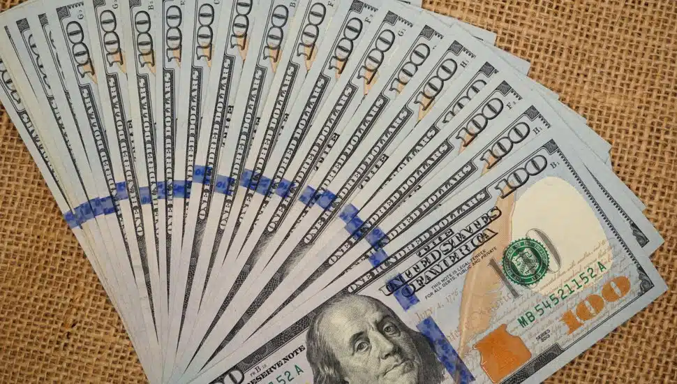 Several hundred dollar bills.