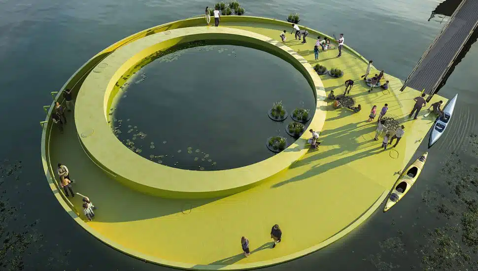 Rendering of the FloatLab on the Schuylkill River.